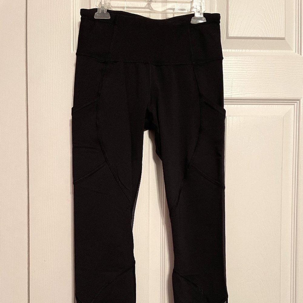 lululemon black mesh running tight size 6